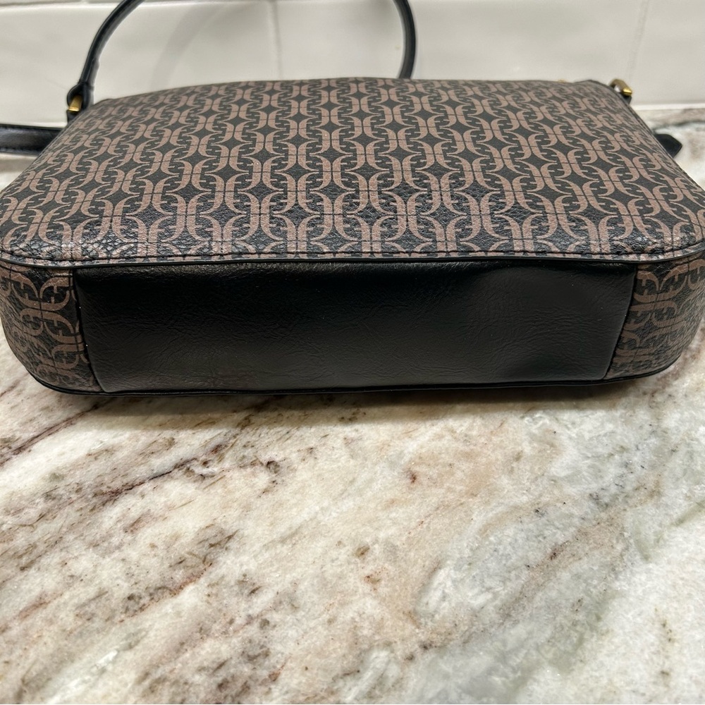Fossil Farrah Crossbody Brown Black  Purse With Gold Key & Zipper Tassel - Picture 8 of 13